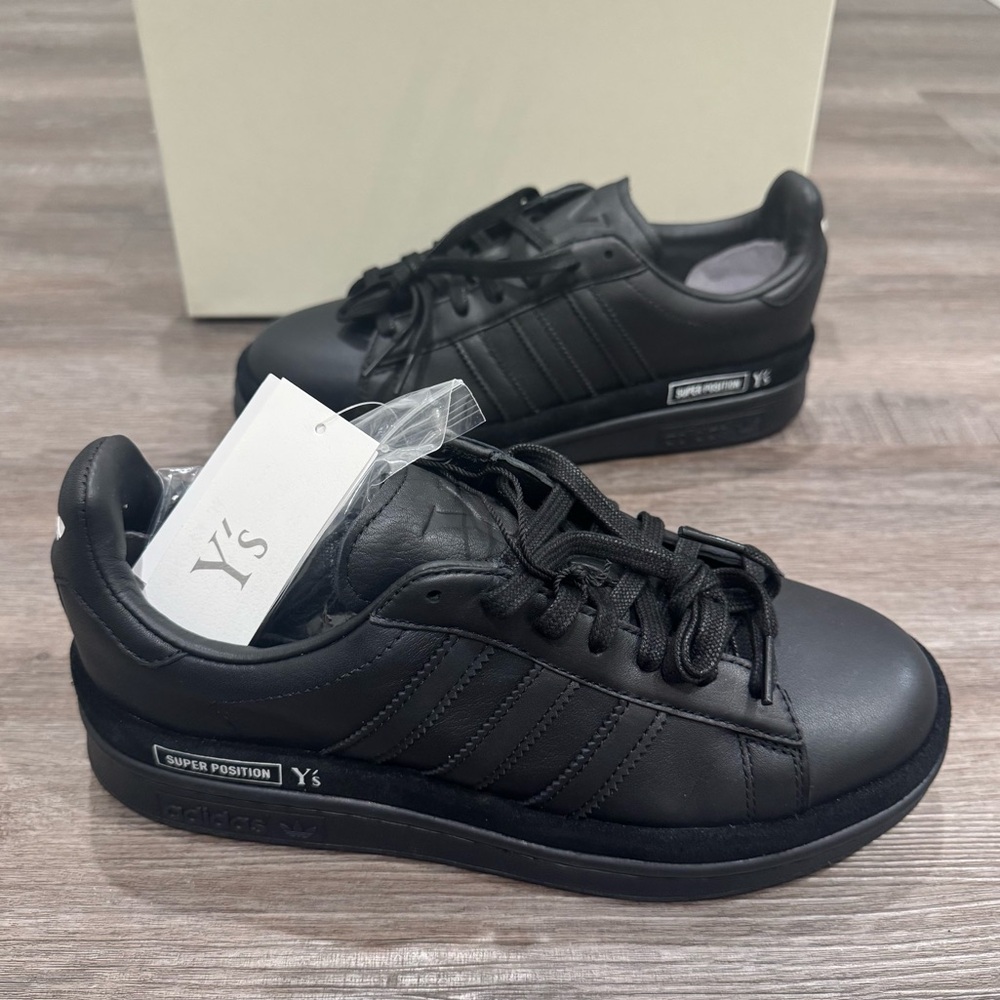 Y’s by Yohji Yamamoto Y3 adidas Wedge Stan Black Leather Sneakers